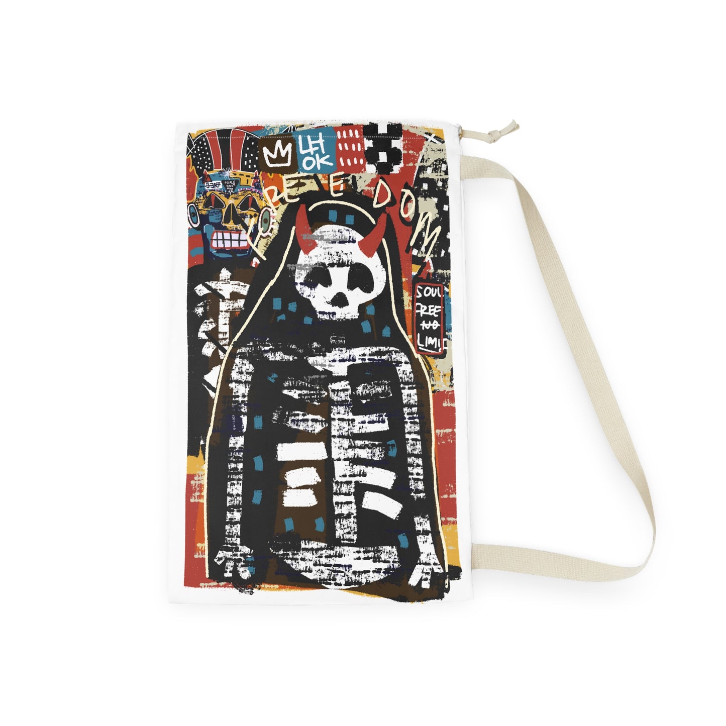 Freedom Spirit Skull Laundry Bag - Stylish Organizer for Home or Travel