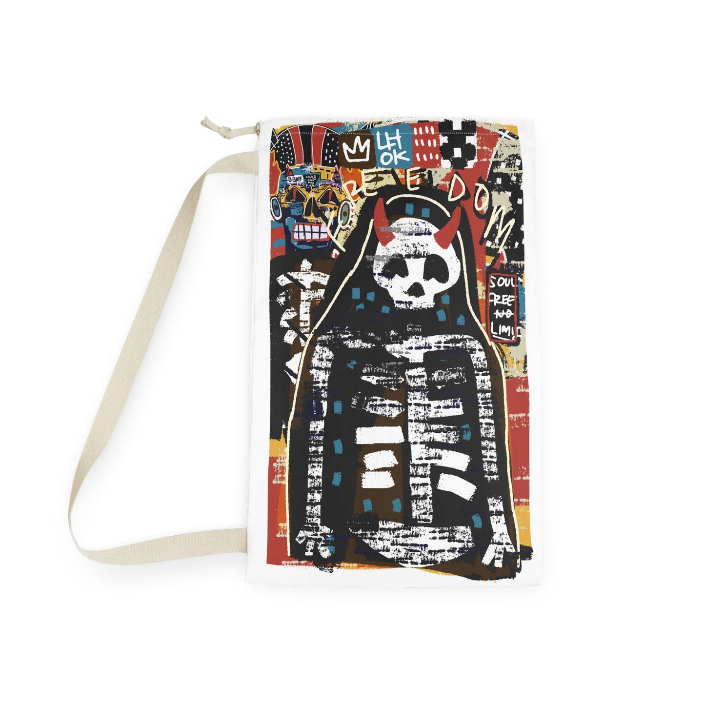Freedom Spirit Skull Laundry Bag - Stylish Organizer for Home or Travel
