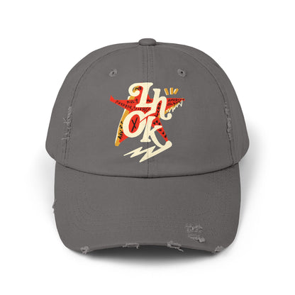 Unisex Distressed Cap with Bold Graphic Design | Casual Streetwear Hat
