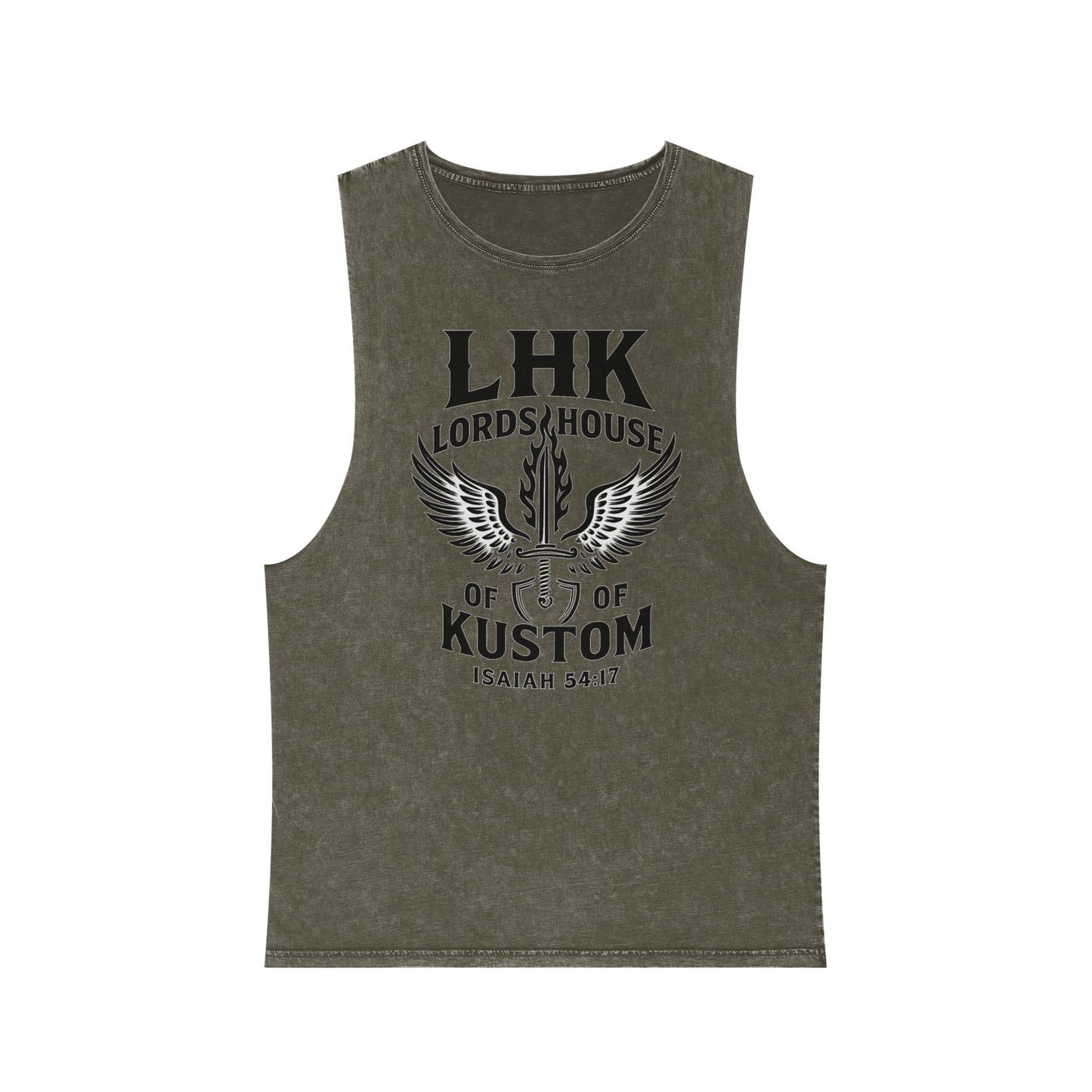 LHK Wings Stonewash Tank Top — Vintage Motorcycle Kustom Graphic