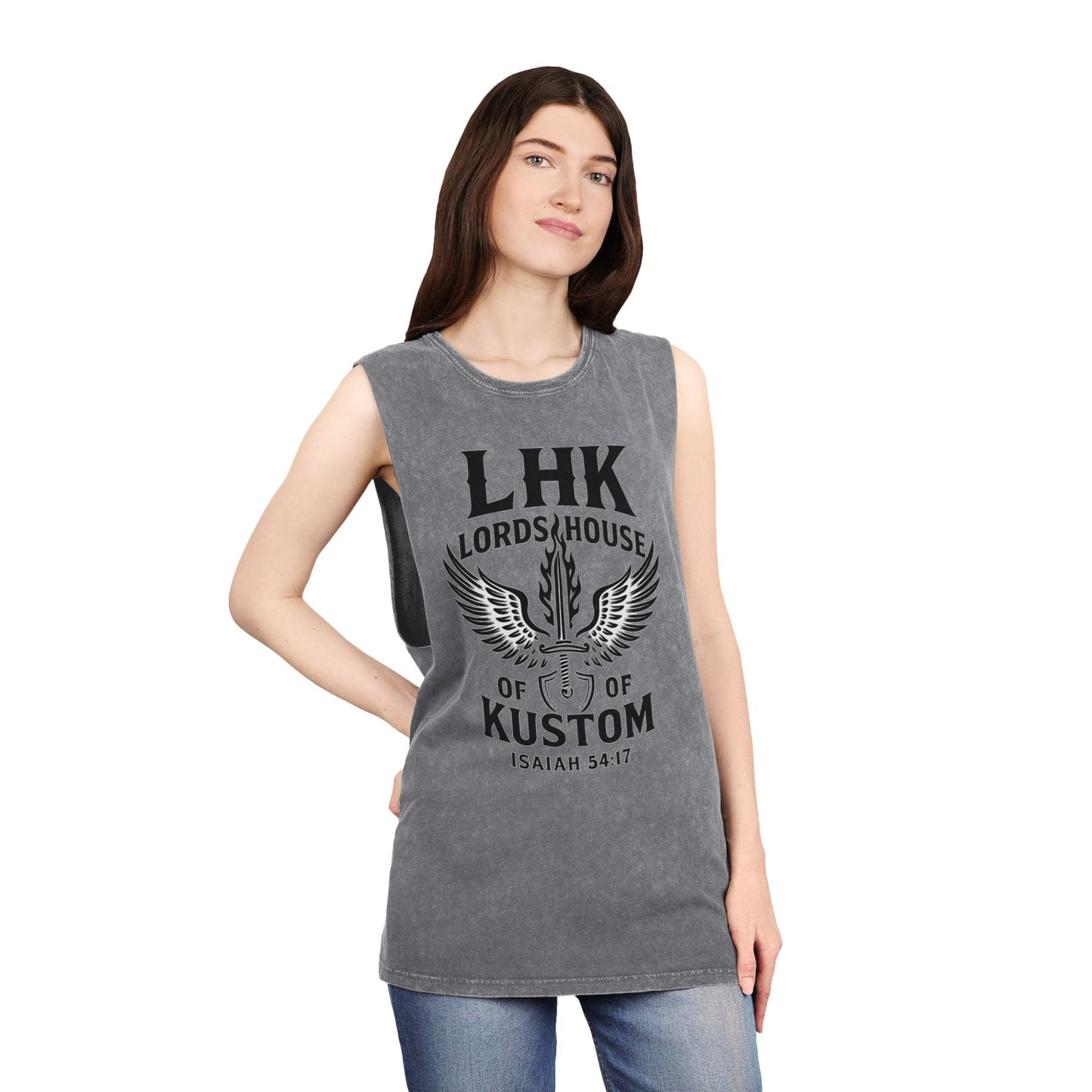 LHK Wings Stonewash Tank Top — Vintage Motorcycle Kustom Graphic