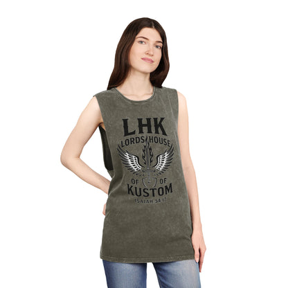 LHK Wings Stonewash Tank Top — Vintage Motorcycle Kustom Graphic