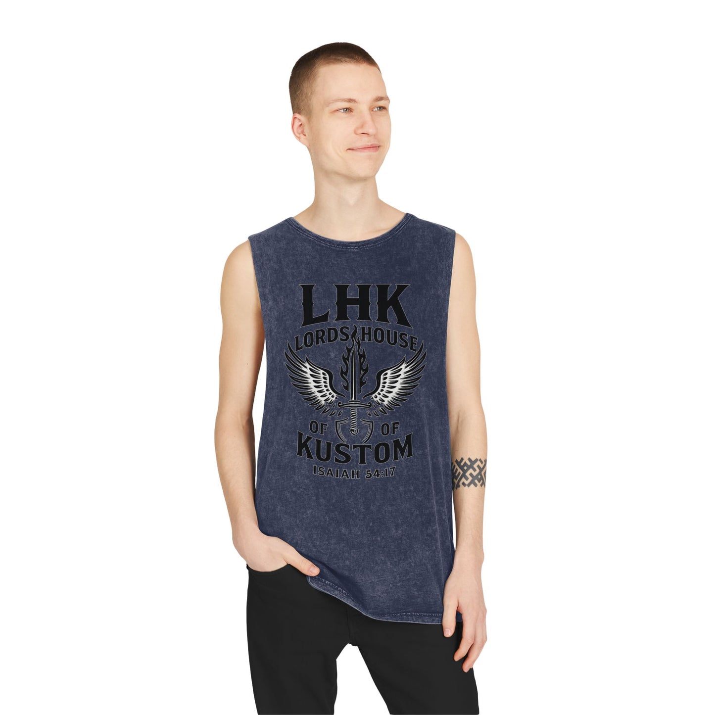 LHK Wings Stonewash Tank Top — Vintage Motorcycle Kustom Graphic