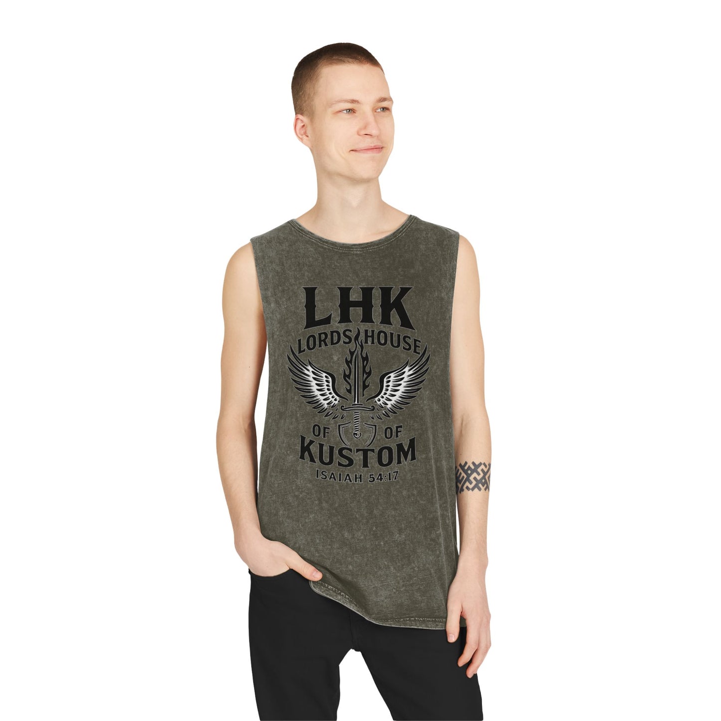 LHK Wings Stonewash Tank Top — Vintage Motorcycle Kustom Graphic