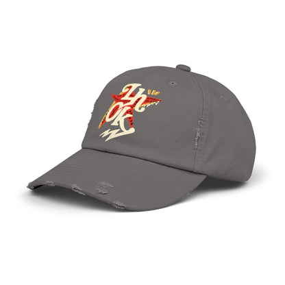 Unisex Distressed Cap with Bold Graphic Design | Casual Streetwear Hat