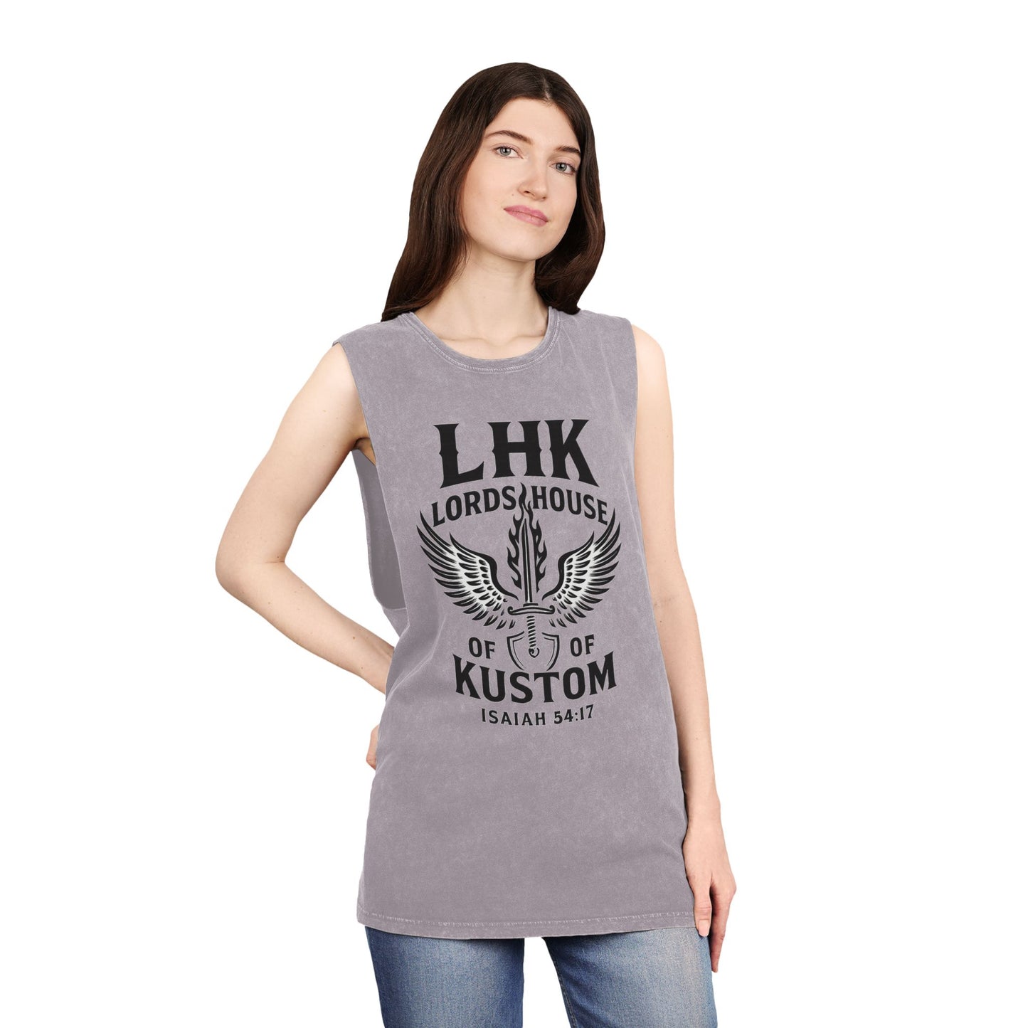 LHK Wings Stonewash Tank Top — Vintage Motorcycle Kustom Graphic