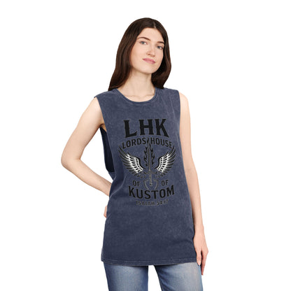 LHK Wings Stonewash Tank Top — Vintage Motorcycle Kustom Graphic