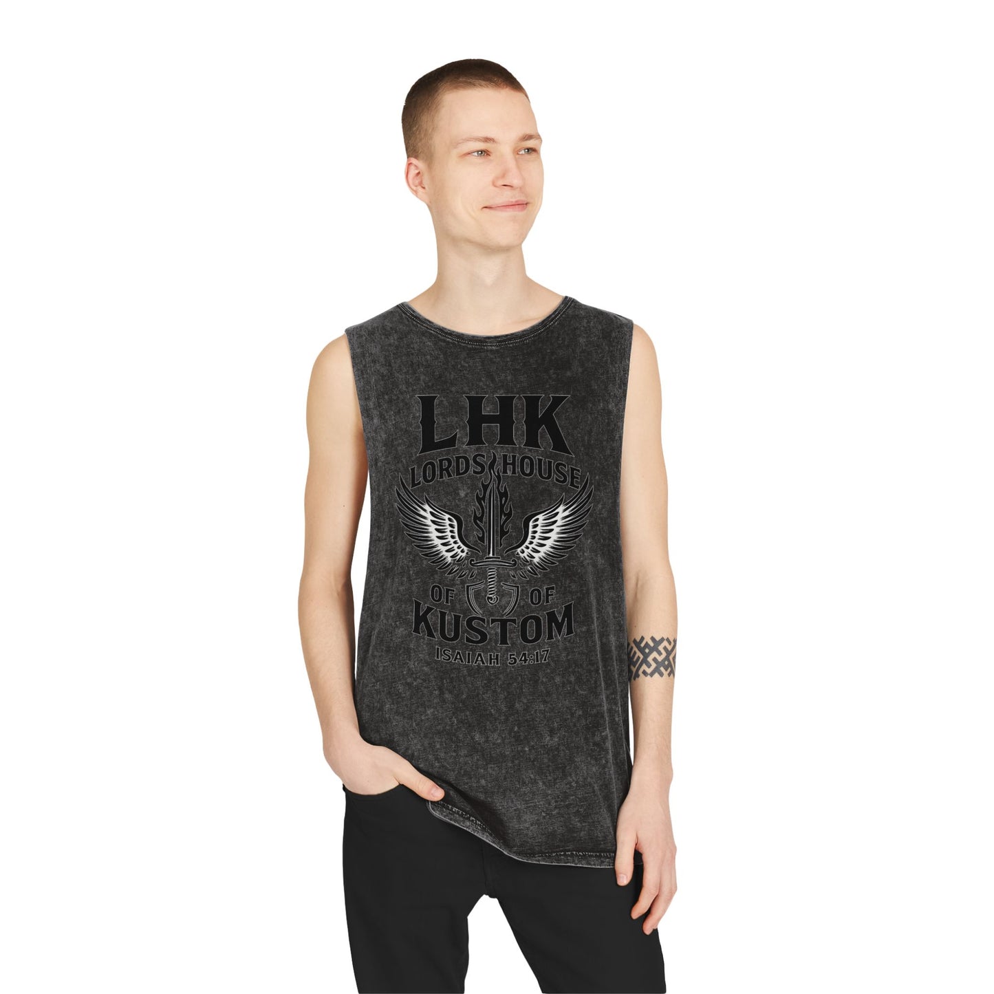 LHK Wings Stonewash Tank Top — Vintage Motorcycle Kustom Graphic