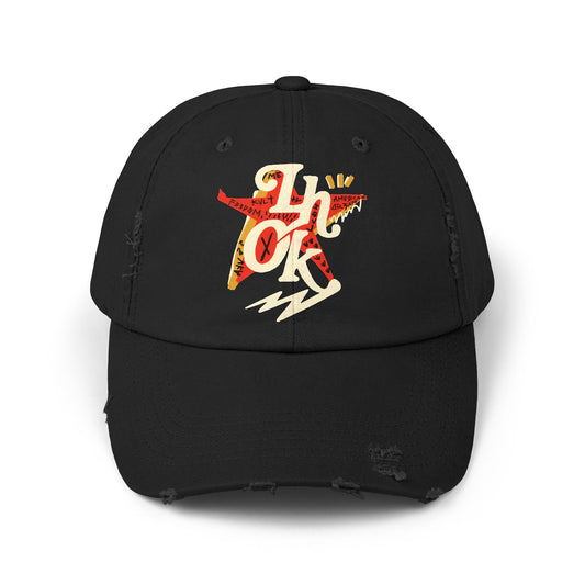 Unisex Distressed Cap with Bold Graphic Design | Casual Streetwear Hat