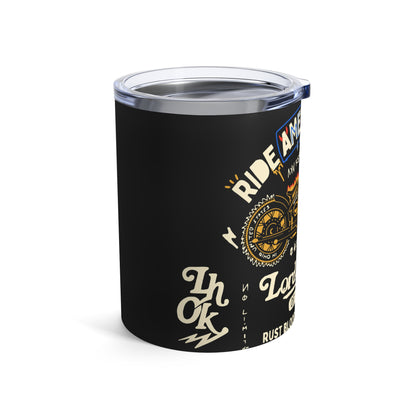 Rustic American Steel Motorcycle Tumbler - 10oz Insulated Travel Cup