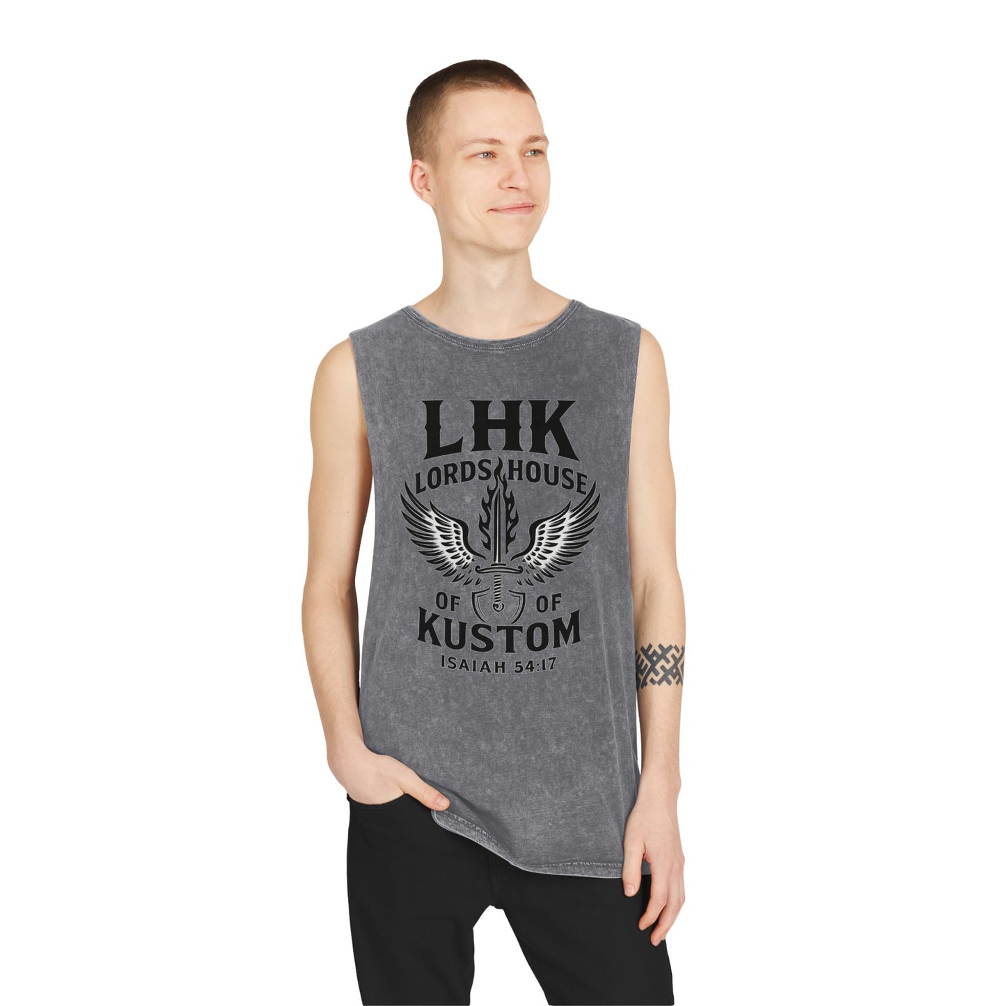 LHK Wings Stonewash Tank Top — Vintage Motorcycle Kustom Graphic